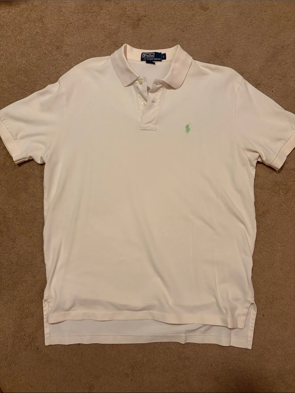 Polo by Ralph Lauren Men's Eggshell Classic Pique Polo Shirt L